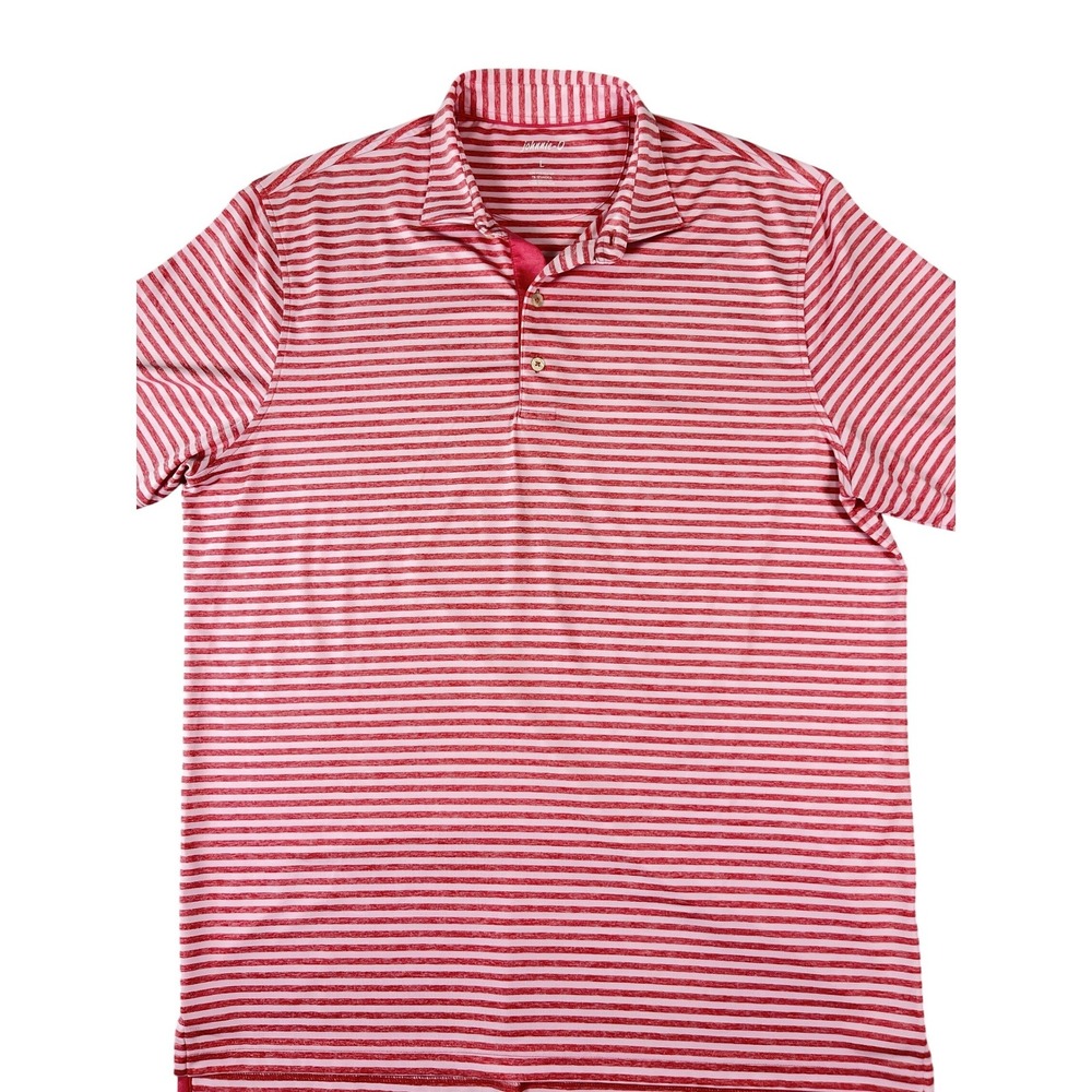 Johnnie-O Polo Mens L Red Striped Performance Short Sleeve Golf Prep Shirt